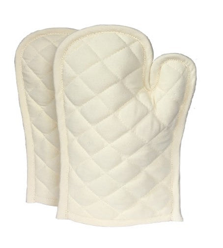 Lushomes oven gloves, Cotton Cream microwave gloves heat proof, oven accessories (17 x 32cm, Set of 2)