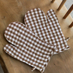 Lushomes oven gloves, Brown Small Checks microwave gloves, oven accessories, kitchen gloves for cooking heat (Size : 7”x13”, 2 PCs)
