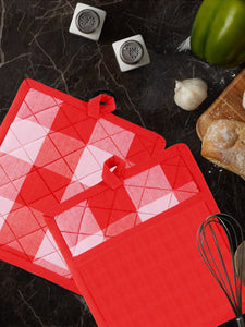 Lushomes pot holder, Buffalo Checks Kitchen Hot pot holder for kitchen, microwave accessories, microwave hand gloves (Pack of 2, Size 9 x 8”) (Red)