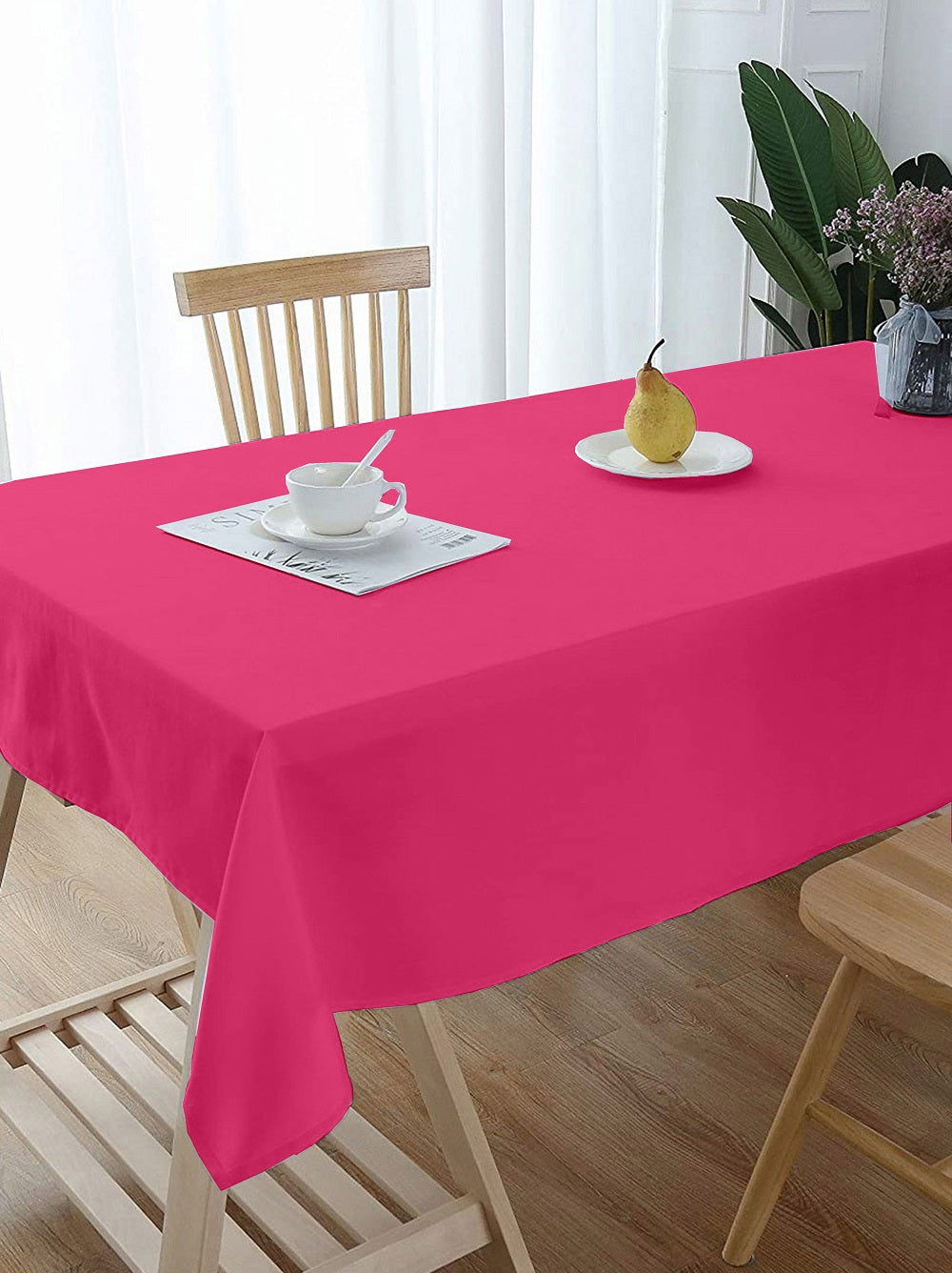 Lushomes dining table cover 6 seater, Pink Classic Plain Dining Table Cover Cloth, table cloth for 6 seater dining table, table cover 6 seater  (Size 60 x 70”, 6 Seater Table Cloth)
