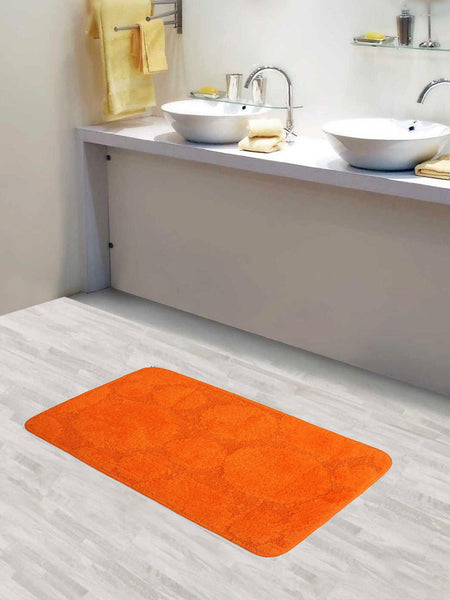 Lushomes Anti Skid Cotton Carrot Orange Regular Bath Mat  (50 x 80 cms, Single Pc)