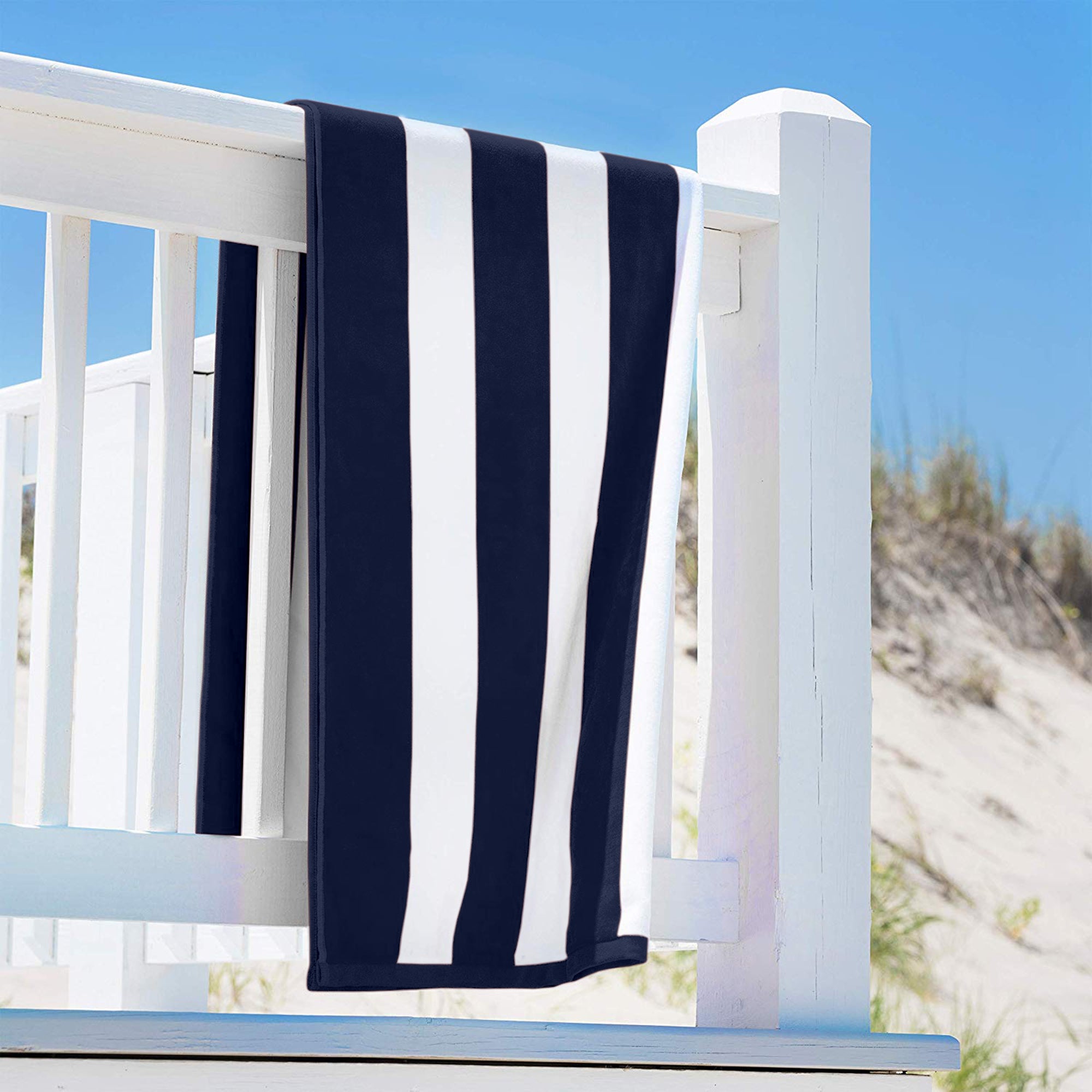 Lushomes Beach Large Swimming Blue & White Cabana Soft Cotton Stripe Pool Turkish Big Towel for Mens & Girls for Bathroom (30 x 60 Inch, 75 x 150 cms Approx, 615 Grams)