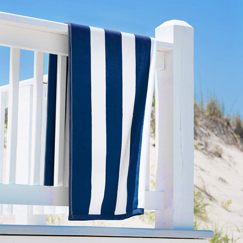 Lushomes Beach Swimming Royal Blue & White Cabana Cotton Stripe Pool Towel for Mens & Girls Towel (36 x 72”, 90 x 180 cms, 750 Grams)