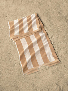 Lushomes Beach Swimming Beige & White Cabana Cotton Stripe Pool Towel for Mens & Girls Towel (36 x 72”, 90 x 180 cms, 750 Grams)