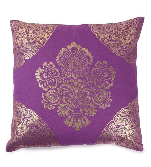 Lushomes Cushion covers 16 inch x 16 inch, Sofa Cushion Cover, Foil Printed Sofa Pillow Cover (Size 16 x 16 Inch, Set of 2, Pink)