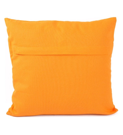 Lushomes Cushion covers 16 inch x 16 inch, Sofa Cushion Cover, Foil Printed Sofa Pillow Cover (Size 16 x 16 Inch, Set of 2, Orange)