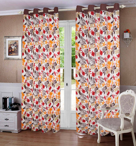 Lushomes Door Curtain, Cotton Leaf Printed Bloomberry Curtains with 8 Eyelets & Printed Tiebacks, Door Curtain, Curtain 7.5 Feet, Screen for Window, (Size 54x90 Inches, Set of 1)