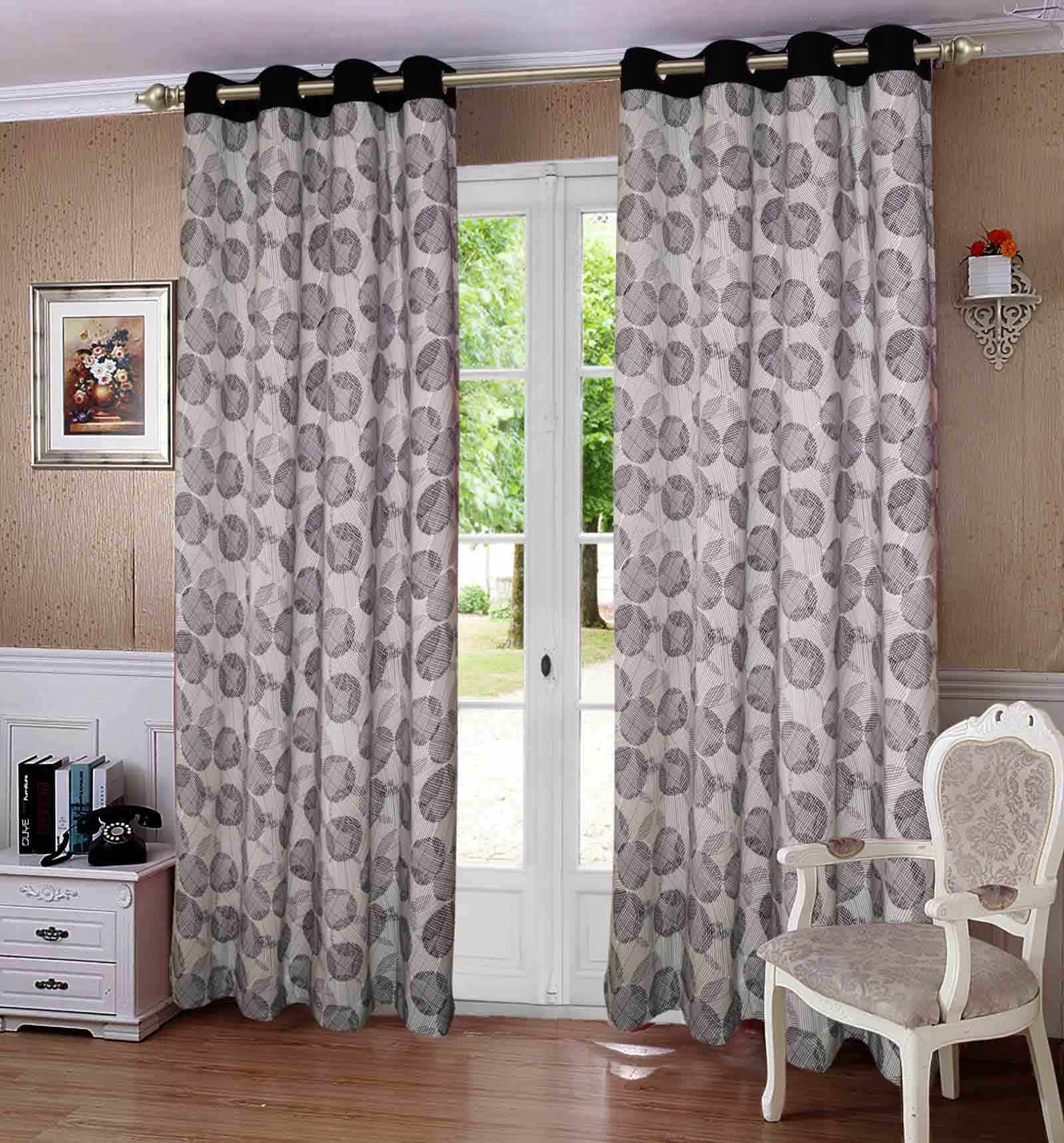 Lushomes Door Curtain, GeometricPrinted Cotton Curtains for Living Room/Home with 8 Eyelets & Printed Tiebacks, Door Curtain, Curtain 7.5 Feet, Screen for Window, (Size 54x90 Inches, Set of 1)