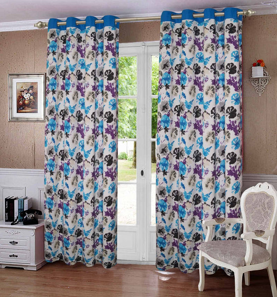 Lushomes Door Curtain, Watercolor Printed Cotton Curtains for Living Room/Home with 8 Eyelets & Printed Tiebacks, Door Curtain, Curtain 7.5 Feet, Screen for Window, (Size 54x90 Inches, Set of 1)
