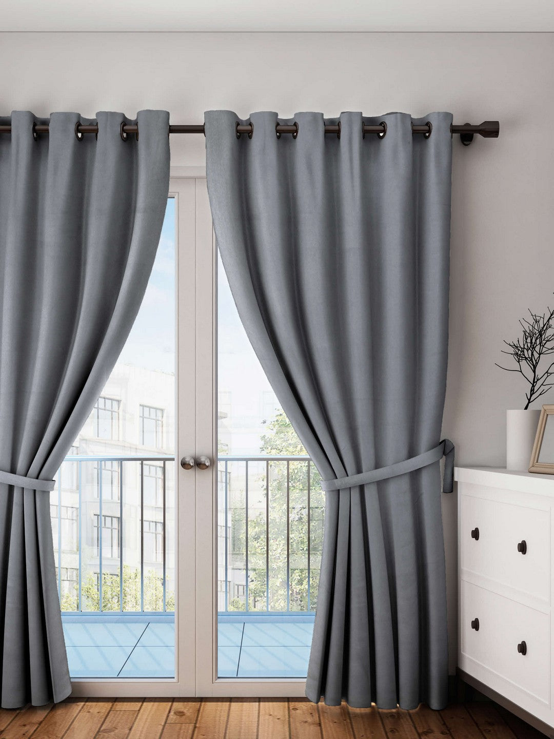 Lushomes curtains 7.5 feet long, Cotton Curtains, Door Curtains, Grey, Curtain with 8 Eyelets, Curtains & Drapes (Size: 54x90 Inches, Set of 1)