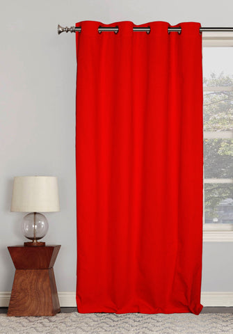 Lushomes curtains 7.5 feet long, Cotton Curtains, Door Curtains, Red Curtain with 8 Eyelets, Curtains & Drapes (Size: 54x90 Inches, Set of 1)