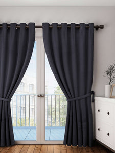 Lushomes curtains 9 feet long, Cotton Curtains, Door Curtains, Black, Cotton Curtains for Living Room/Home with 8 Eyelets for Long Door (54x108 Inches),Pack of: 1