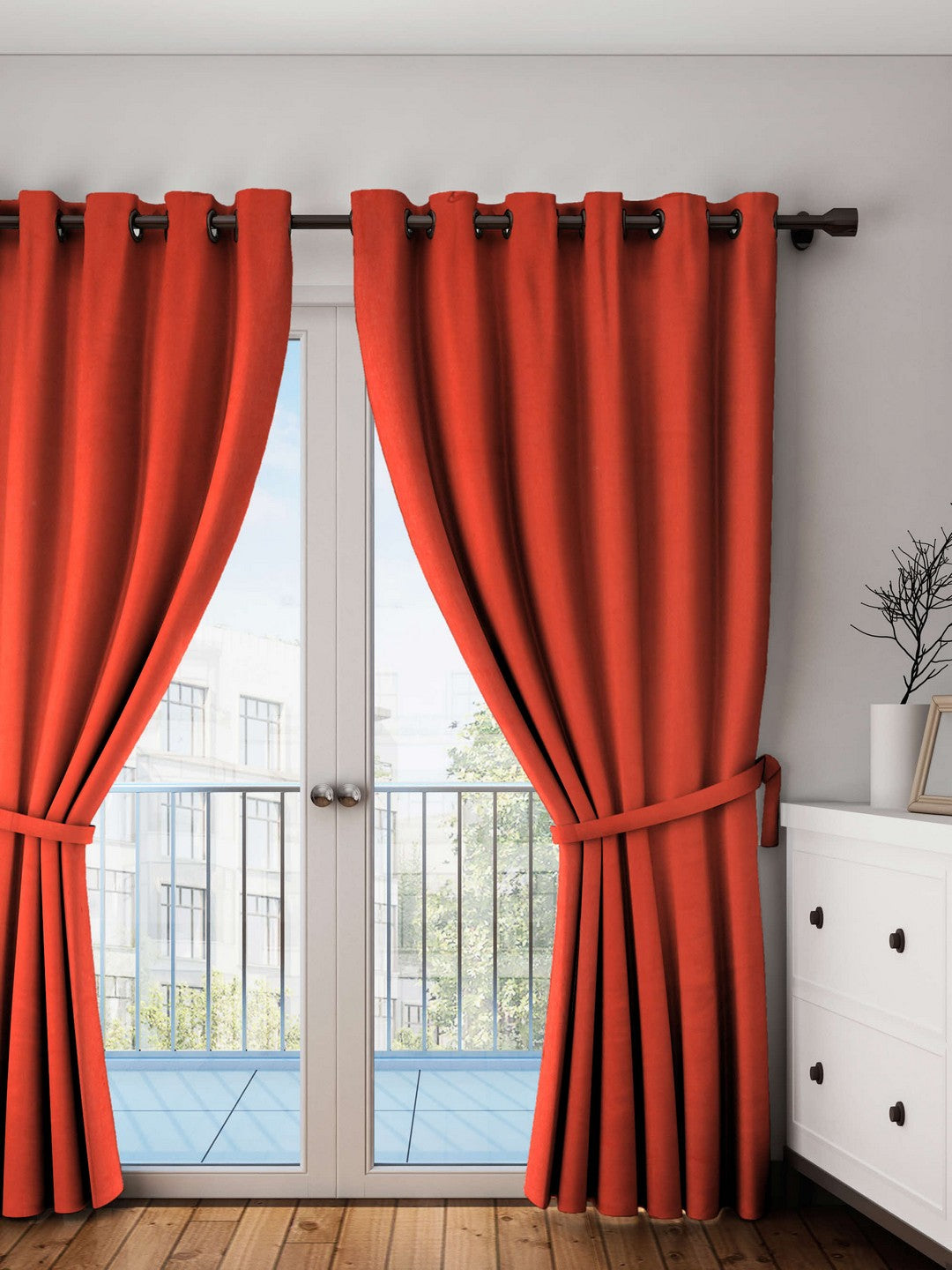 Lushomes curtains 9 feet long, Cotton Curtains, Door Curtains,  orange, Plain Cotton Curtains for Living Room/Home with 8 Eyelets for Long Door (54x108 Inches),Pack of: 1