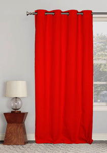 Lushomes curtains 9 feet long, Cotton Curtains, Door Curtains, Red Plain Cotton Curtains for Living Room/Home with 8 Eyelets for Long Door (54x108 Inches),Pack of: 1