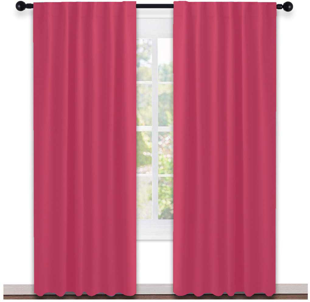 Lushomes curtains 7 feet long set of 2, Cotton Curtains, Door Curtains, curtain 7 feet, Cotton Pink Rod Pocket Curtain and Drapes for Door Size: 137X213 cm,Pack of: 2 (54x84 Inches, Set of 2)