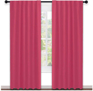 Lushomes curtains 7 feet long set of 2, Cotton Curtains, Door Curtains, curtain 7 feet, Cotton Pink Rod Pocket Curtain and Drapes for Door Size: 137X213 cm,Pack of: 2 (54x84 Inches, Set of 2)