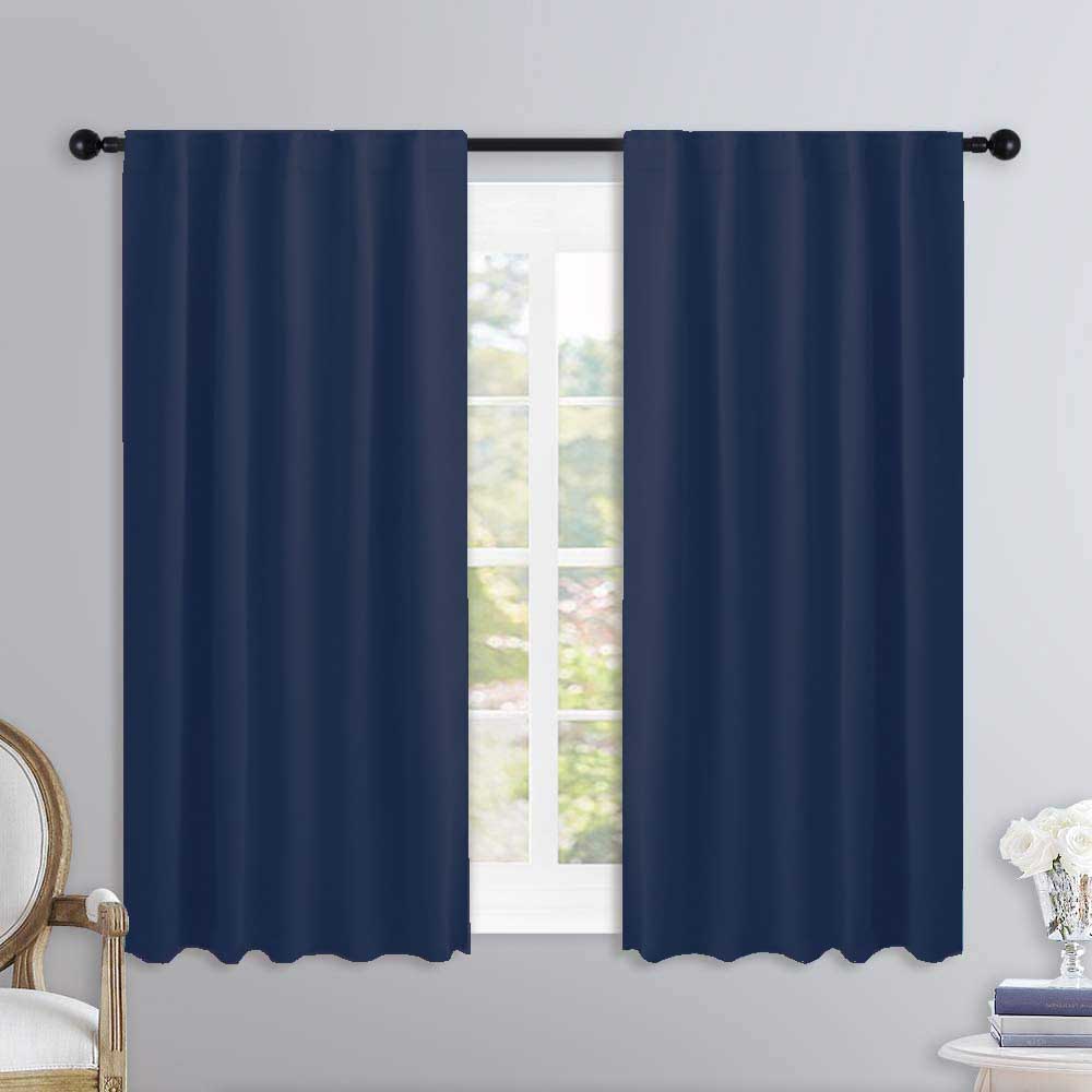 Lushomes curtains 5 feet long set of 2, Cotton Curtains, Door Curtains, curtain 5 feet, Cotton Blue Rod Pocket Curtain and Drapes for Door Size: 137X153 cm,Pack of: 2 (54x60 Inches, Set of 2)