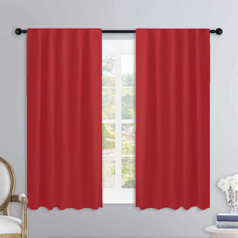 Lushomes curtains 5 feet long set of 2, Cotton Curtains, Door Curtains, curtain 5 feet, Cotton Red Rod Pocket Curtain and Drapes for Door Size: 137X153 cm,Pack of: 2 (54x60 Inches, Set of 2)