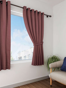 Lushomes window curtain, curtain 5 feet, Curtains for Window, Cotton Brown Rod Pocket Curtain and Drapes for Window Size: 137X213 cm (Size 4.5 FT x 7 FT, Pack of 1)