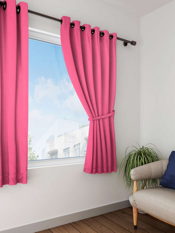 Lushomes window curtain, curtain 5 feet, Curtains for Window, Cotton Pink Rod Pocket Curtain and Drapes for Window Size: 137X213 cm (Size 4.5 FT x 7 FT, Pack of 1)