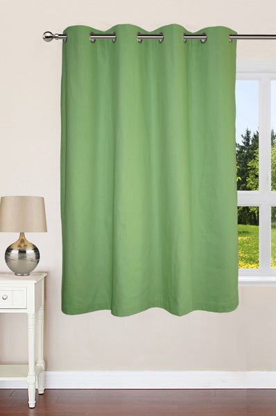Lushomes window curtain, curtain 5 feet, Curtains for Window, Cotton Green Rod Pocket Curtain and Drapes for Window Size: 137X213 cm (Size 4.5 FT x 7 FT, Pack of 1)
