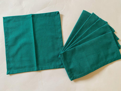 Lushomes Sea Green Cloth Cocktail Napkins folding for Homes Restaurant, Bar, Cafe, Or Events (Pack of 6, 9 inch x 9 inch) - Lushomes
