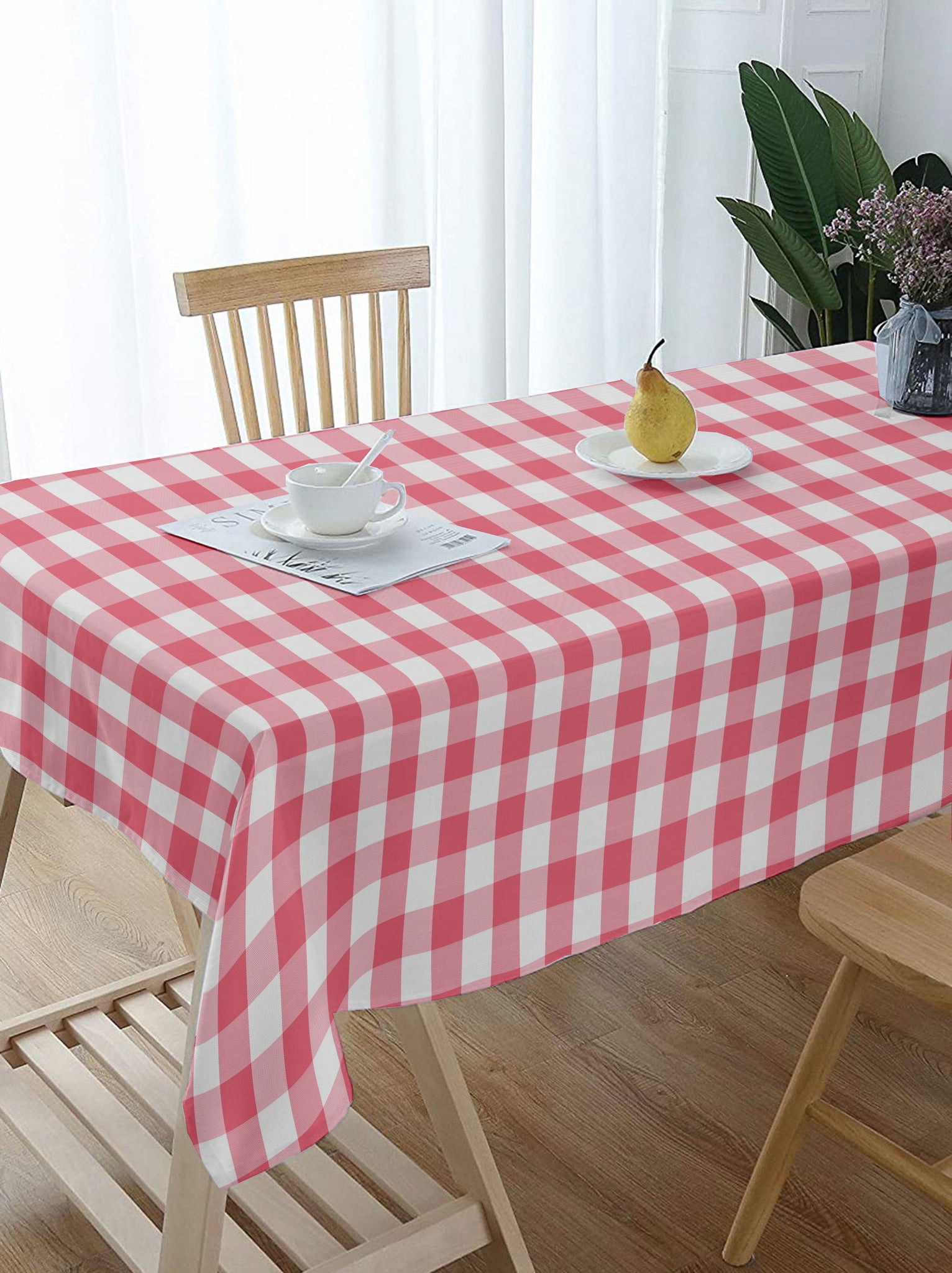 Lushomes table cover, Buffalo Checks Baby Pink Plaid Dining Table Cover Cloth, home decor items (Size 36 x 60 Inches , Center Table Cloth)