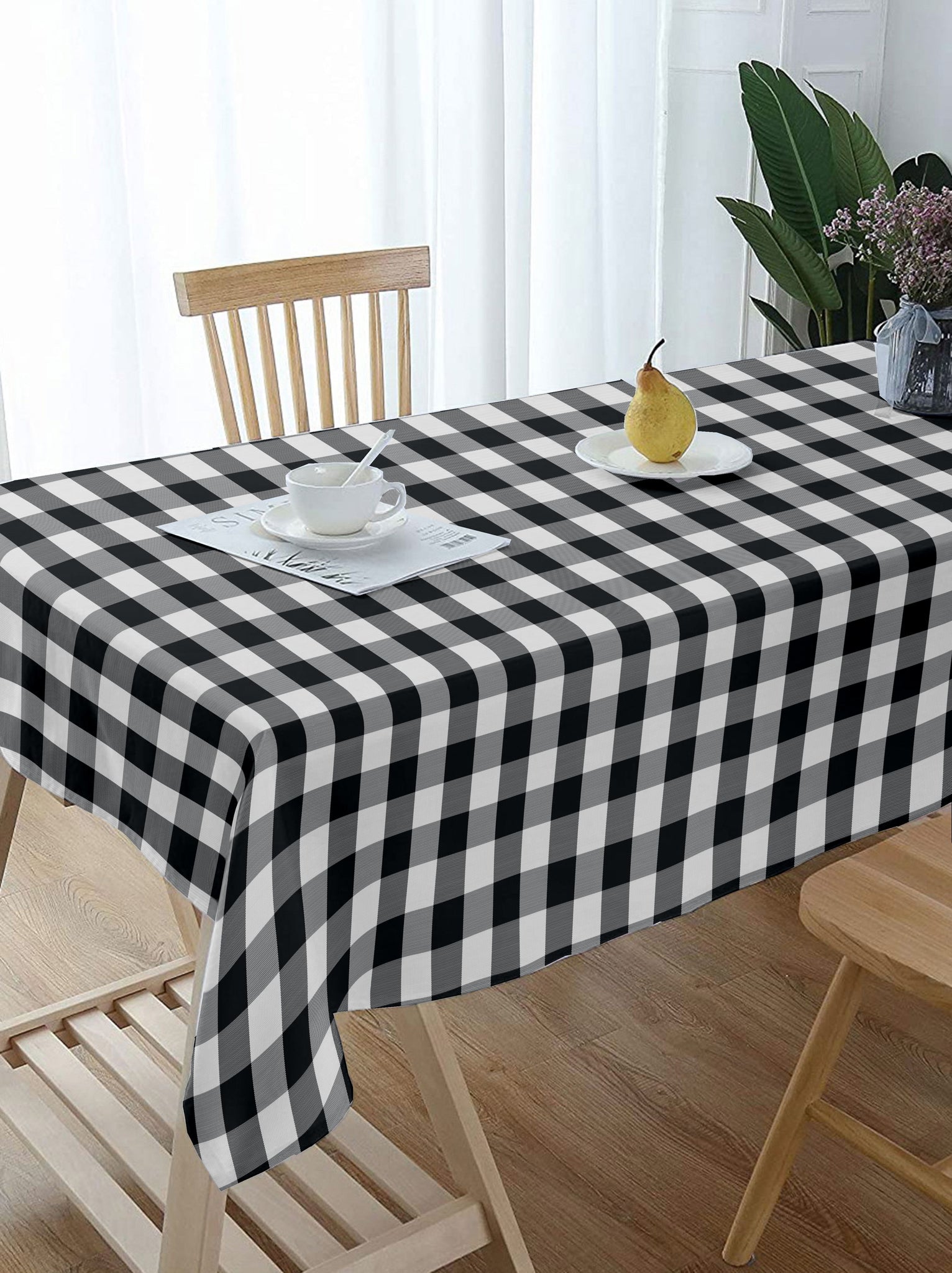 Lushomes table cover, Buffalo Checks Black Plaid Dining Table Cover Cloth, home decor items (Size 36 x 60 Inches , Center Table Cloth)