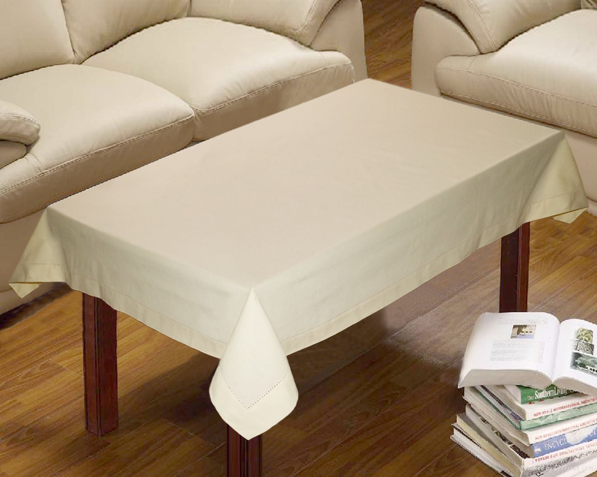 Lushomes center table cover, Cotton Cream Plain Dining Table Cover Cloth (Size 36 x 60 Inches, Center Table Cloth)