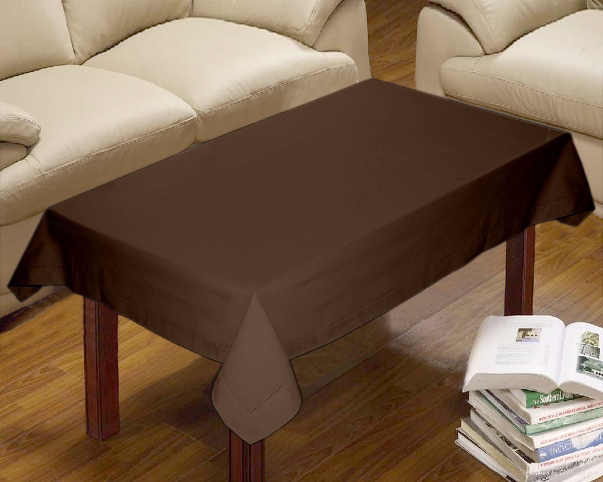 Lushomes center table cover, Cotton Brown Plain Dining Table Cover Cloth (Size 36 x 60 Inches, Center Table Cloth)