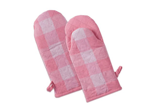 Lushomes oven gloves heat proof, Buffalo Checks microwave gloves Frog Style, oven accessories, microwave hand gloves (Pack of 2, 6 x 13 Inches) (Pink White)