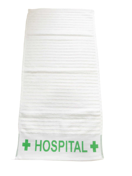 Lushomes  White with Green Border 100 % cotton super Absorbant Hospital Towel 40 x 80 cms (16 x 32"•À?, 550 GSM Towel) - Lushomes