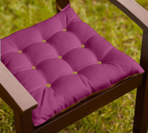 Lushomes Half Panama Bi-Color Bordeaux and Sand  Chair Cushion with 9+9 Buttons and 4 Strings - Lushomes