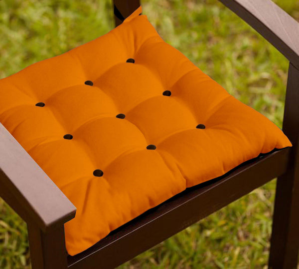Lushomes Half Panama Bi-Color Sun Orange and French Roast  Chair  Cushion with 9+9 Buttons and 4 Strings - Lushomes