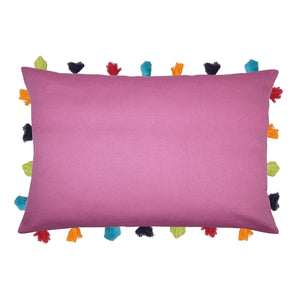Lushomes Bordeaux Cushion Cover with Colorful tassels (Single pc, 14 x 20”) - Lushomes