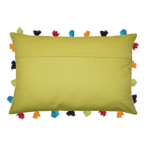 Lushomes Palm Cushion Cover with Colorful tassels (Single pc, 14 x 20”) - Lushomes