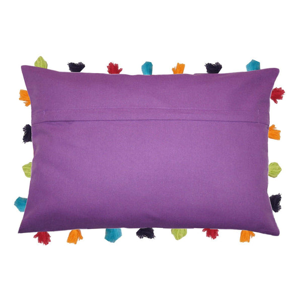 Lushomes Royal Lilac Cushion Cover with Colorful tassels (5 pcs, 14 x 20”) - Lushomes
