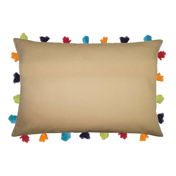 Lushomes Sand Cushion Cover with Colorful tassels (Single pc, 14 x 20”) - Lushomes