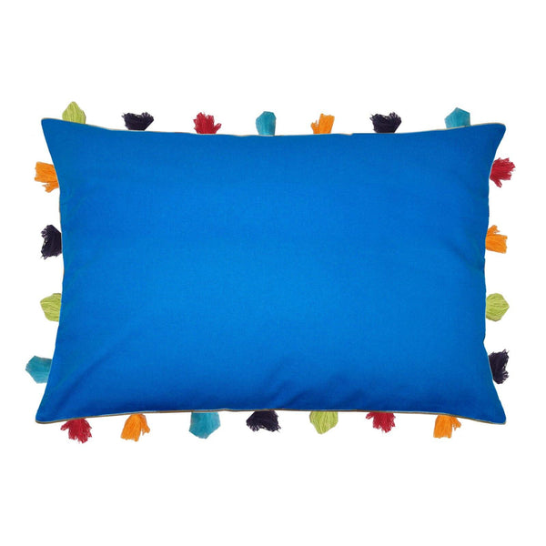 Lushomes Sky Diver Cushion Cover with Colorful tassels (3 pcs, 14 x 20”) - Lushomes