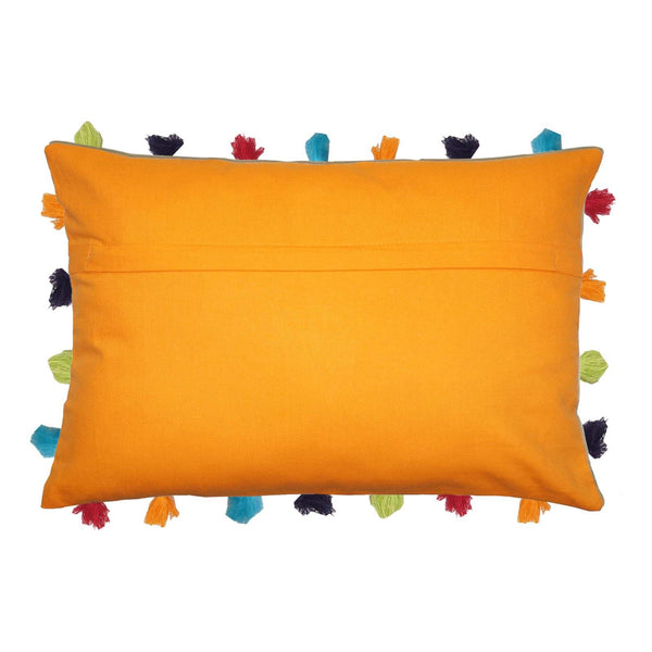 Lushomes Sun Orange Cushion Cover with Colorful tassels (3 pcs, 14 x 20”) - Lushomes