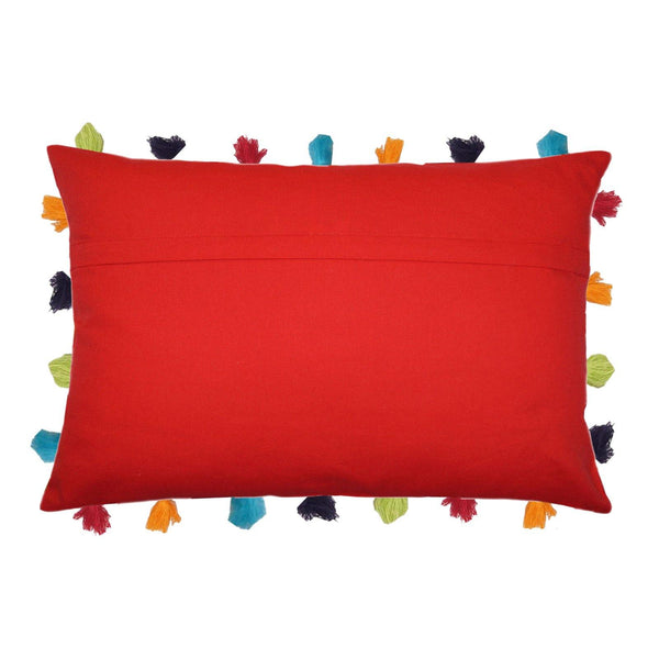 Lushomes Tomato Cushion Cover with Colorful tassels (3 pcs, 14 x 20”) - Lushomes