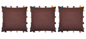 Lushomes French Roast Cushion Cover with Colorful tassels (3 pcs, 14 x 14”) - Lushomes