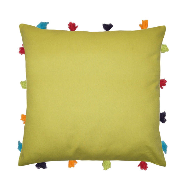 Lushomes Palm Cushion Cover with Colorful tassels (3 pcs, 14 x 14”) - Lushomes
