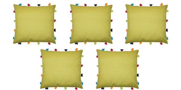 Lushomes Palm Cushion Cover with Colorful tassels (5 pcs, 14 x 14”) - Lushomes