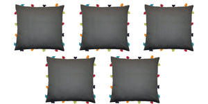 Lushomes Sedona Sage Cushion Cover with Colorful tassels (5 pcs, 14 x 14”) - Lushomes