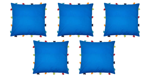 Lushomes Sky Diver Cushion Cover with Colorful tassels (5 pcs, 14 x 14”) - Lushomes