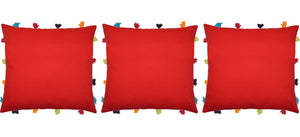 Lushomes Tomato Cushion Cover with Colorful tassels (3 pcs, 14 x 14”) - Lushomes