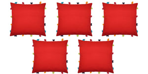 Lushomes Tomato Cushion Cover with Colorful tassels (5 pcs, 14 x 14”) - Lushomes