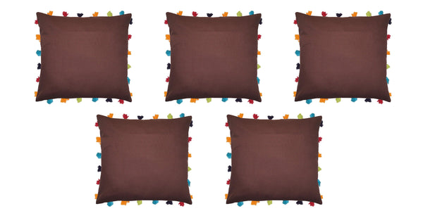 Lushomes French Roast Cushion Cover with Colorful tassels (5 pcs, 18 x 18”) - Lushomes