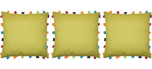 Lushomes Palm Cushion Cover with Colorful tassels (3 pcs, 18 x 18”) - Lushomes